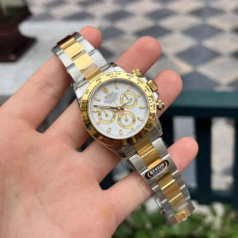 Replica Rolex Daytona White Dial Gold Case Two Tone Oyster Bracelet