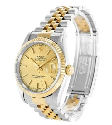 Replica Rolex Datejust Gold Dial 16233 Perspective View