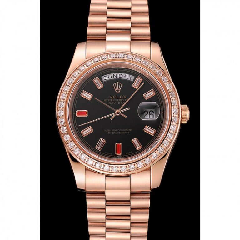 Superclone Rolex Day-Date Black Dial 1454102 Perspective View