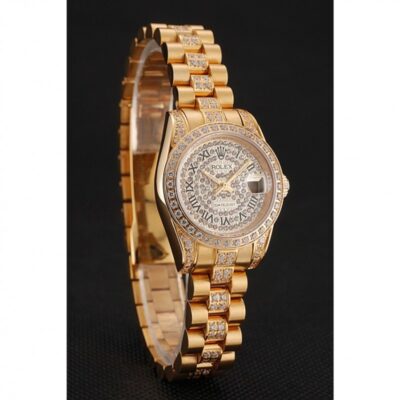 Superclone Rolex Datejust Gold Dial 1453955 Angle Detail
