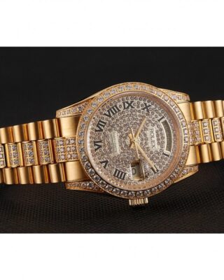 Superclone Rolex Day-Date Gold Dial 1453956 Close-Up Focus