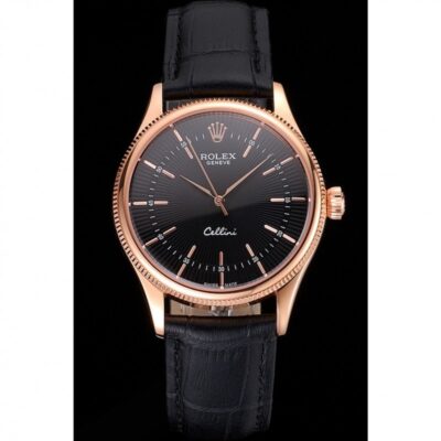 Superclone Rolex Cellini Black Dial REP016815 Perspective View