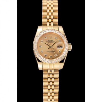 Superclone Rolex Datejust Gold Dial 1454096 Perspective View