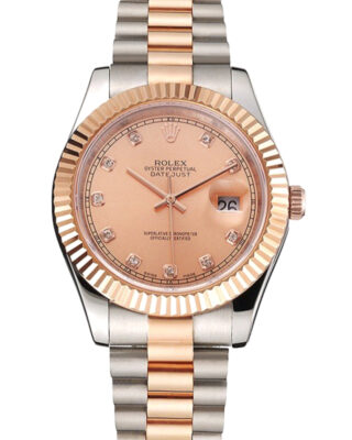Swiss Fake Rolex Datejust 41mm Rose-Gold Dial REP016816