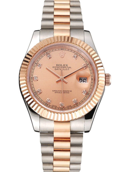 Swiss Fake Rolex Datejust 41mm Rose-Gold Dial REP016816