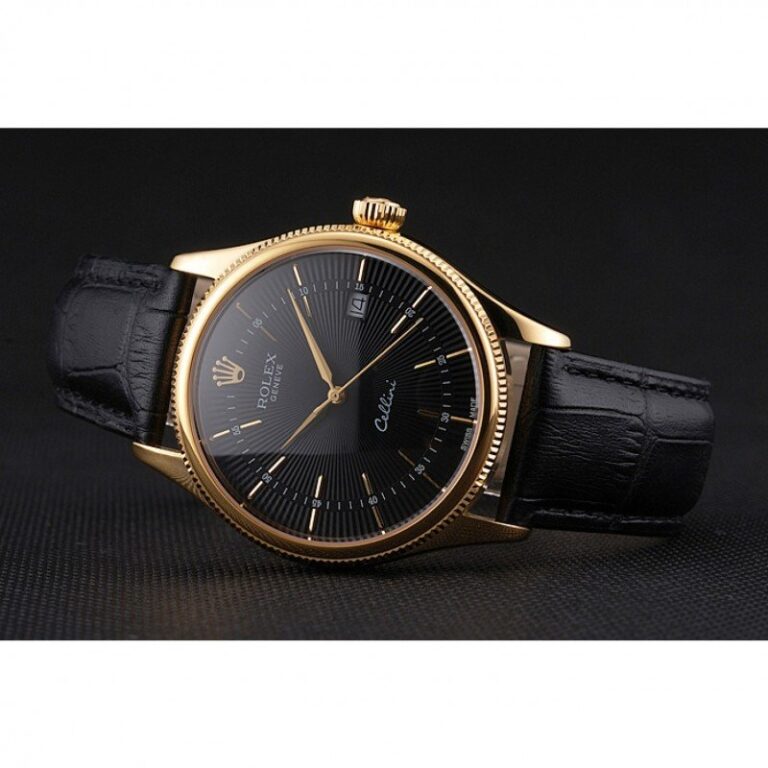 Superclone Rolex Cellini Black Dial REP016807 Close-Up Focus