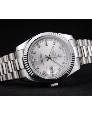 Superclone Rolex Day-Date Silver Dial 41995 Close-Up Focus