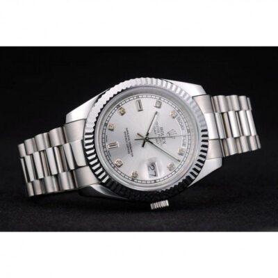 Superclone Rolex Day-Date Silver Dial 41995 Close-Up Focus