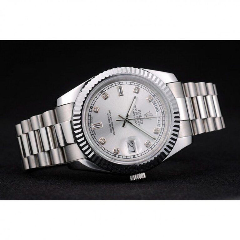 Superclone Rolex Day-Date Silver Dial 41995 Close-Up Focus