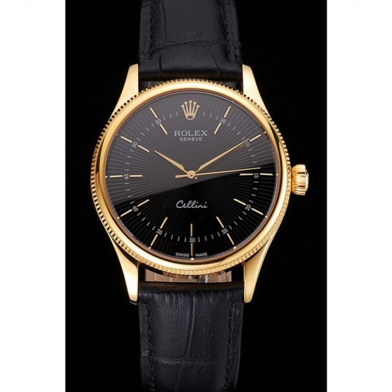 Superclone Rolex Cellini Black Dial REP016803 Perspective View