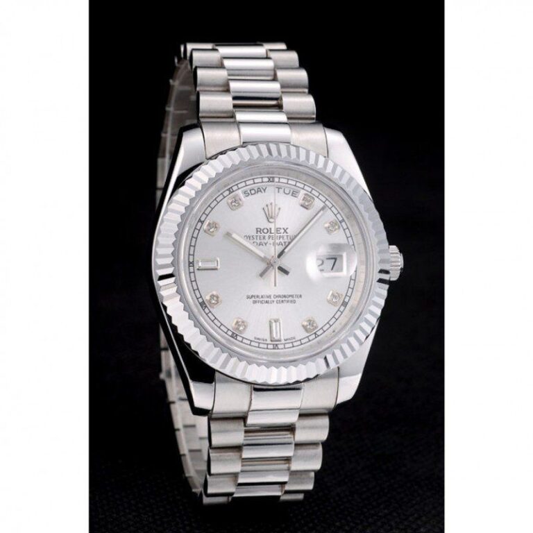 Superclone Rolex Day-Date Silver Dial 41995 Angle Detail