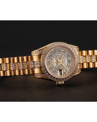 Superclone Rolex Datejust Gold Dial 1453955 Close-Up Focus