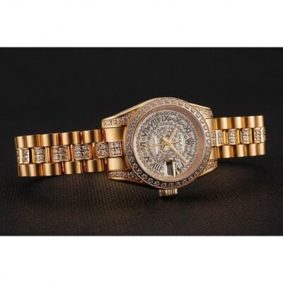 Superclone Rolex Datejust Gold Dial 1453955 Close-Up Focus