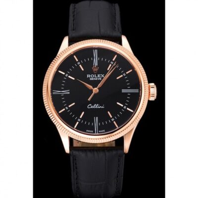 Superclone Rolex Cellini Black Dial 622656 Perspective View