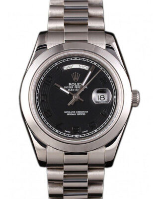 Swiss Fake Rolex Day-Date 40mm Black Dial 80294