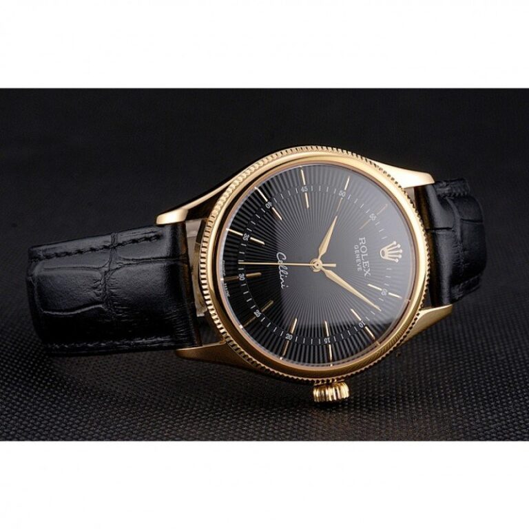 Superclone Rolex Cellini Black Dial REP016803 Close-Up Focus