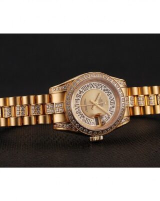 Superclone Rolex Datejust Gold Dial 1453953 Angle Detail
