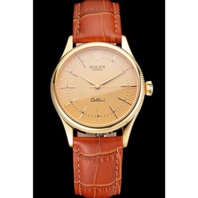 Superclone Rolex Cellini Gold Dial REP016808 Perspective View