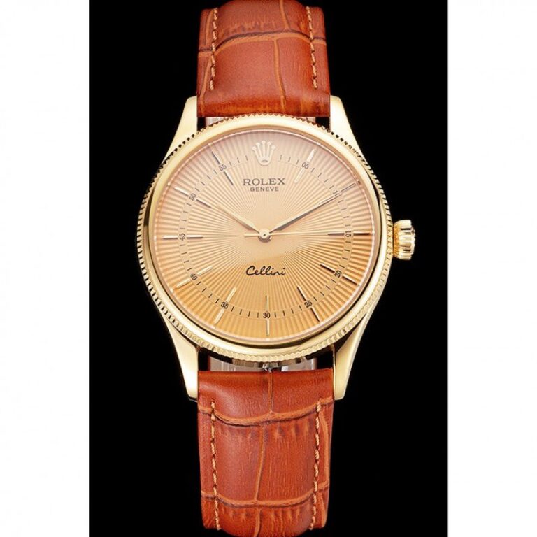 Superclone Rolex Cellini Gold Dial REP016808 Perspective View