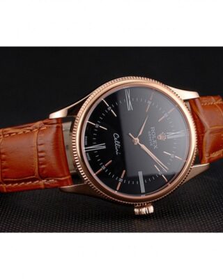 Superclone Rolex Cellini Black Dial REP016794 Close-Up Focus