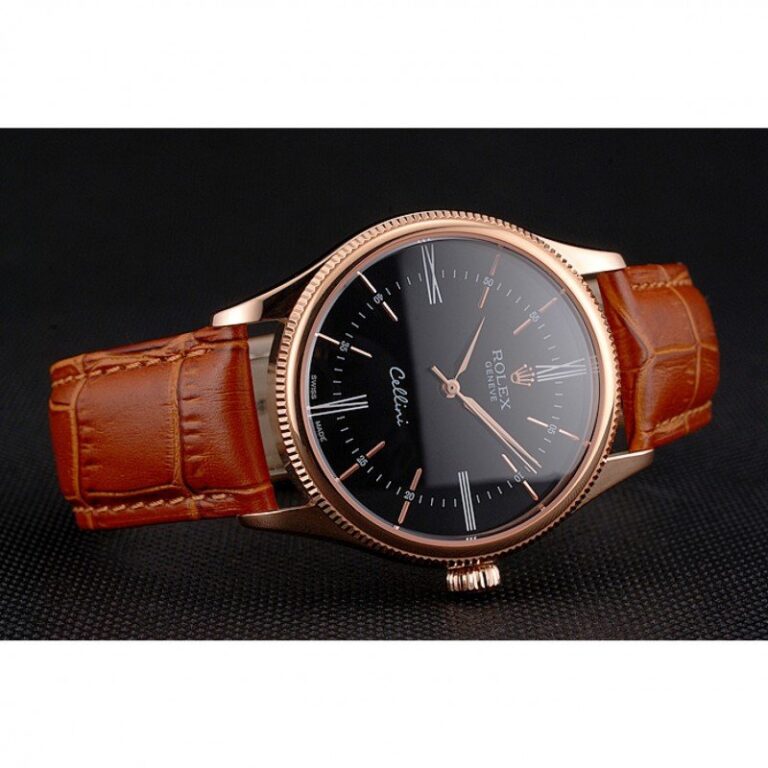 Superclone Rolex Cellini Black Dial REP016794 Close-Up Focus