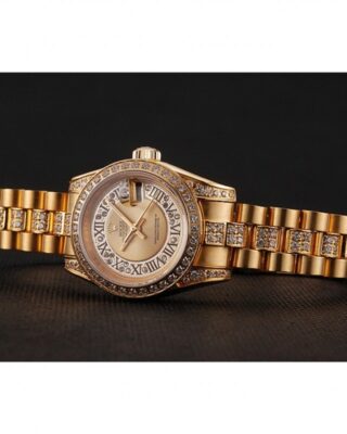 Superclone Rolex Datejust Gold Dial 1453953 Close-Up Focus