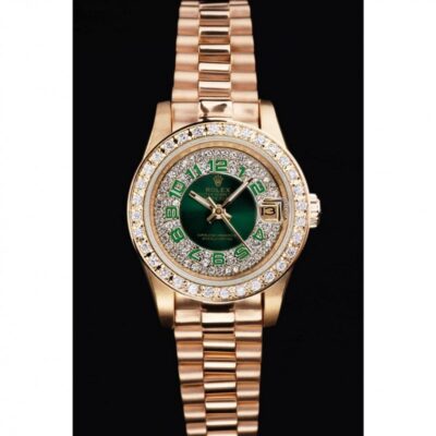 Replica Rolex Datejust Green Dial RL39 Perspective View
