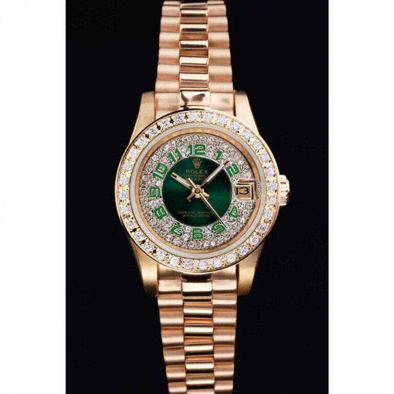 Replica Rolex Datejust Green Dial RL39 Perspective View
