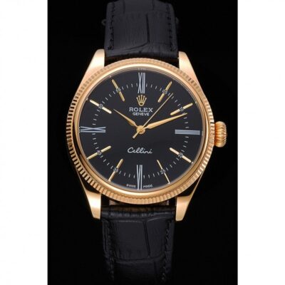 Replica Rolex Cellini Black Dial 622832 Perspective View