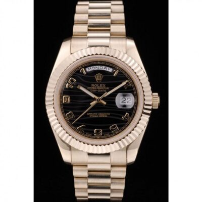 Superclone Rolex Day-Date Black Dial 41998 Perspective View