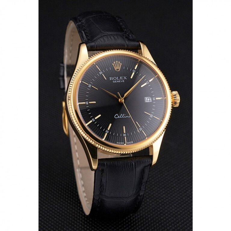Superclone Rolex Cellini Black Dial REP016807 Angle Detail