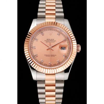 Superclone Rolex Datejust Rose-Gold Dial REP016816 Perspective View