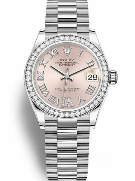 Fake Rolex Datejust 31mm Pink set with diamonds Dial 278384RBR