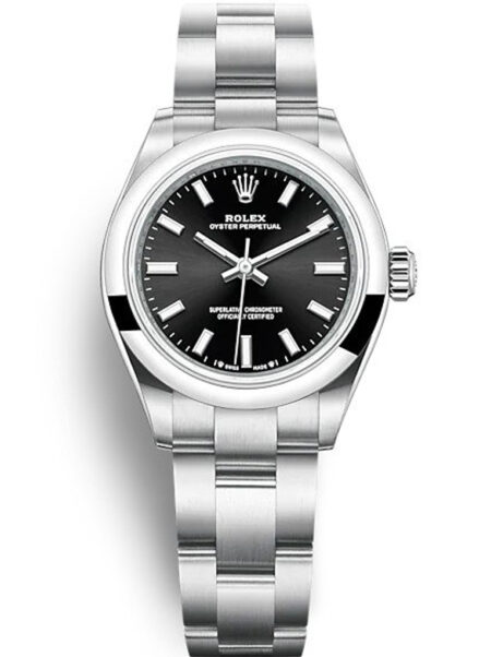 Fake Rolex Oyster Perpetual Lady 28mm Black Dial 276200