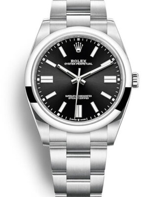 Fake Rolex Oyster Perpetual Lady 34mm Black Dial 124200