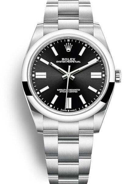 Fake Rolex Oyster Perpetual Lady 34mm Black Dial 124200