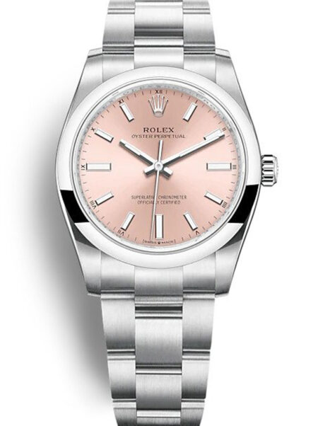 Fake Rolex Oyster Perpetual Lady 34mm Pink Dial 124200