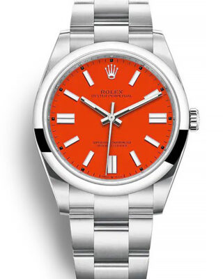 Fake Rolex Oyster Perpetual Lady 36mm Coral Red Dial 126000