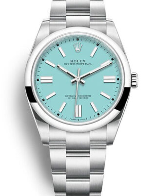 Fake Rolex Oyster Perpetual Lady 41mm Turquoise Blue Dial 124300