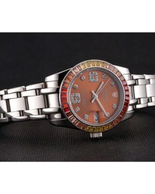 Replica Rolex Datejust Orange Dial REP016821 Close-Up Focus