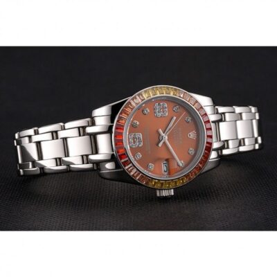 Replica Rolex Datejust Orange Dial REP016821 Close-Up Focus