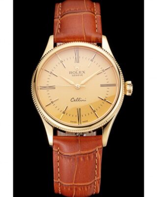 Superclone Rolex Cellini 38mm Gold Dial REP016798 2