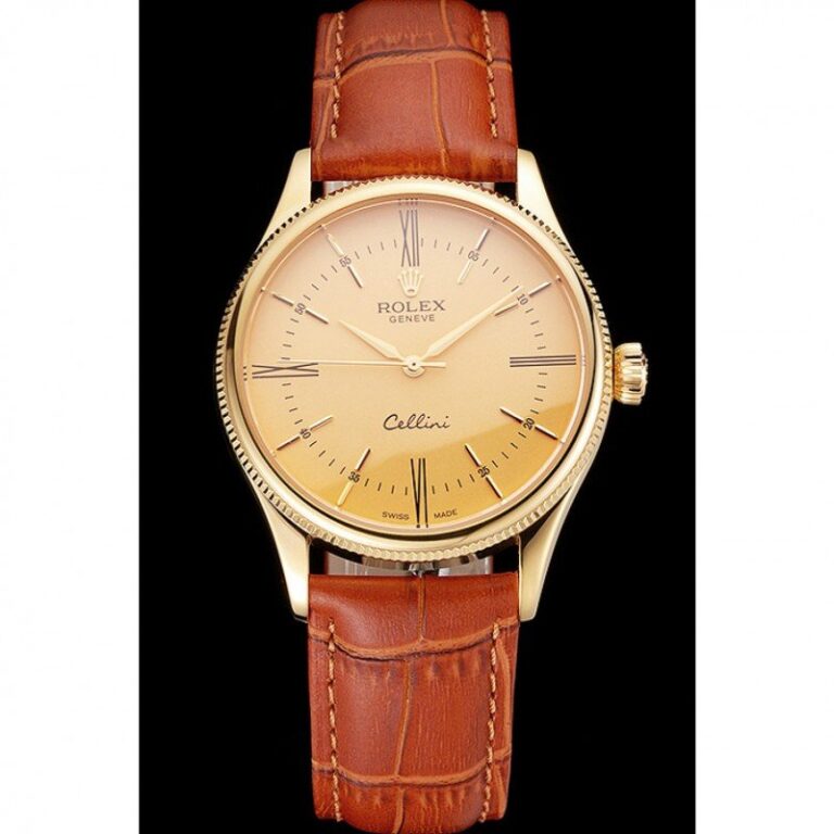 Superclone Rolex Cellini Gold Dial REP016798 Perspective View