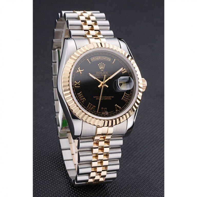 Superclone Rolex Day-Date Black Dial SRL78 Angle Detail