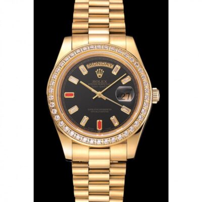 Superclone Rolex Day-Date Black Dial 1454101 Perspective View