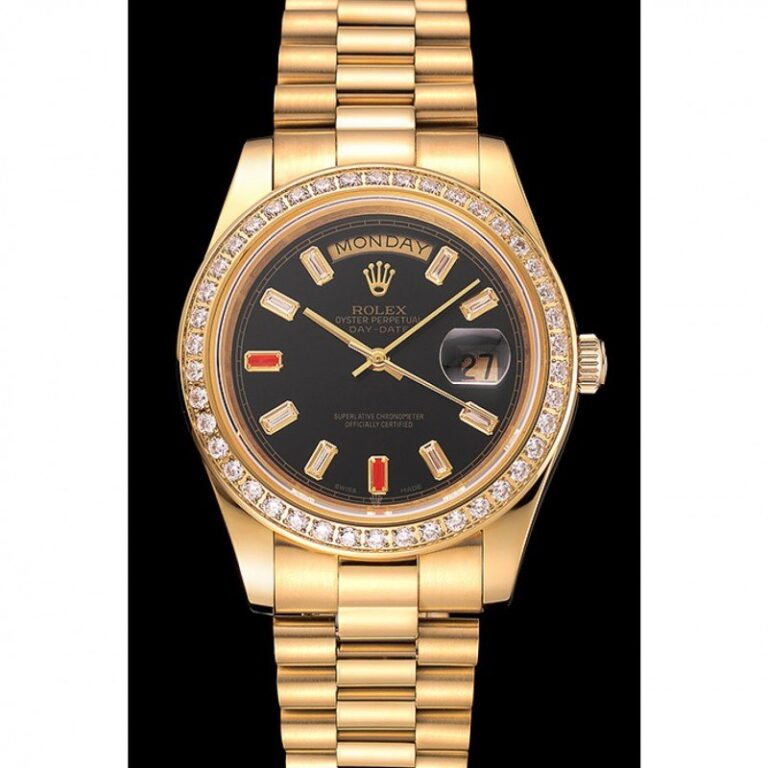 Superclone Rolex Day-Date Black Dial 1454101 Perspective View