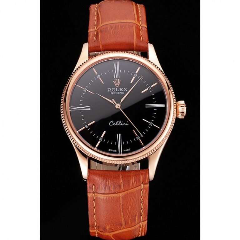Superclone Rolex Cellini Black Dial REP016794 Perspective View
