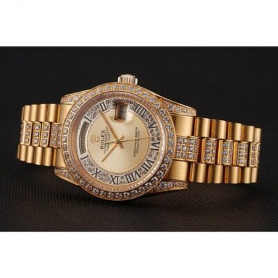 Superclone Rolex Day-Date Gold Dial 1453954 Angle Detail