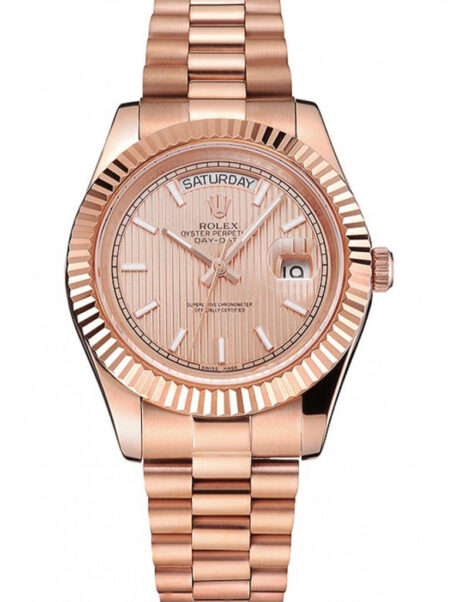 Swiss Fake Rolex Day-Date 41mm Rose-Gold Dial REP016823