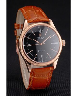 Superclone Rolex Cellini Black Dial REP016794 Angle Detail